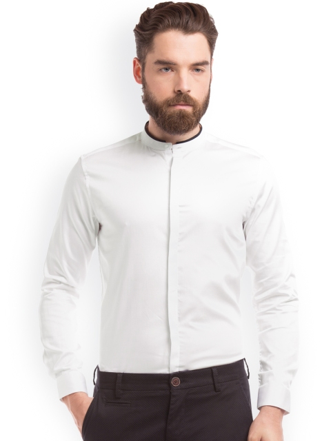

True Blue Men White Slim Fit Solid Formal Shirt