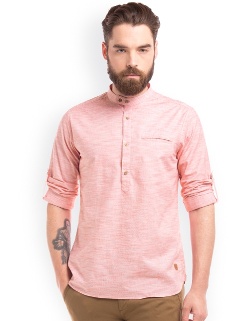 

True Blue Men Pink Slim Fit Striped Casual Shirt