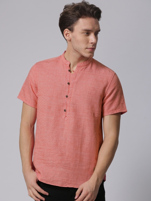 

True Blue Men Red Slim Fit Solid Casual Shirt
