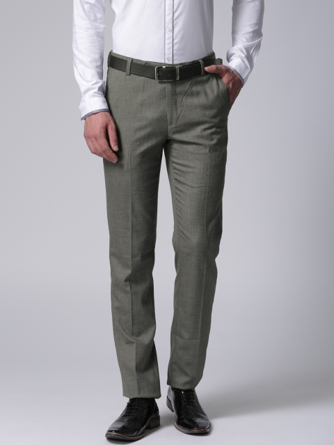 

True Blue Men Grey Regular Fit Solid Formal Trousers
