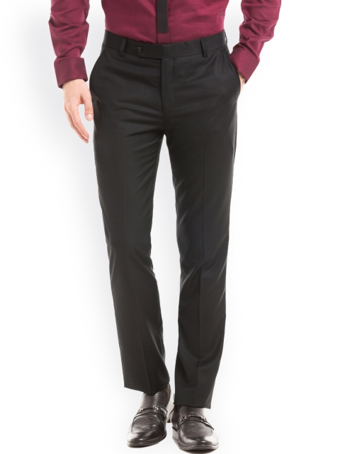 

True Blue Men Black Slim Fit Solid Formal Trousers