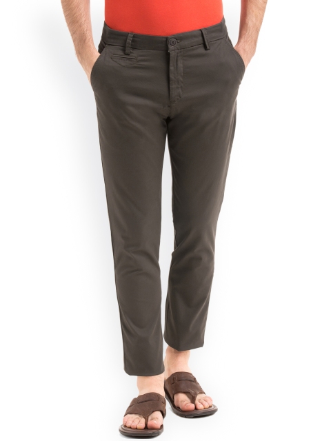 

True Blue Men Brown Slim Fit Solid Regular Trousers