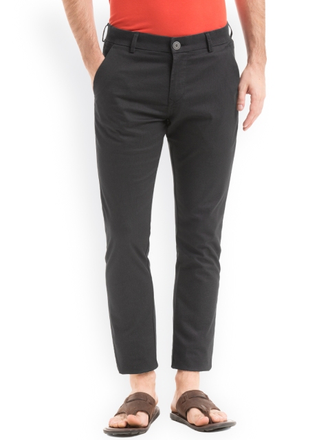 

True Blue Men Navy Blue Slim Fit Printed Regular Trousers