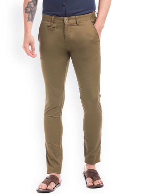 

True Blue Men Khaki Slim Fit Solid Trousers