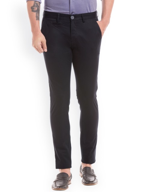 

True Blue Men Navy Blue Slim Fit Solid Trousers