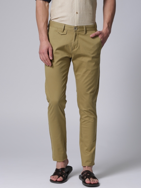 

True Blue Men Brown Slim Fit Printed Chinos