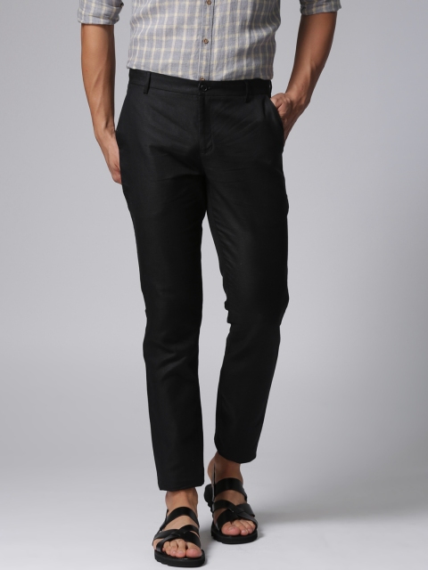 

True Blue Men Black Slim Fit Solid Regular Trousers