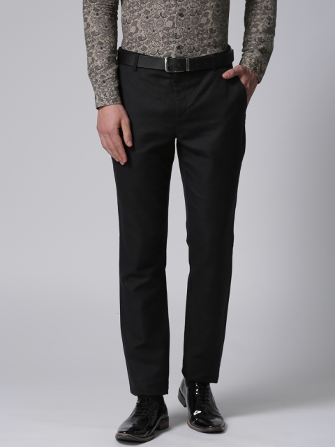 

True Blue Men Black Slim Fit Solid Regular Trousers