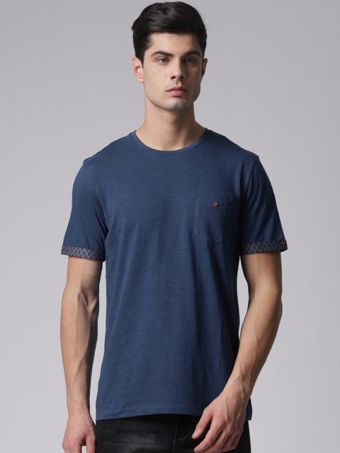 

True Blue Men Blue Solid Round Neck T-shirt, Navy blue