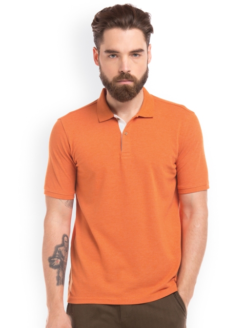 

True Blue Men Orange Solid Polo Collar T-shirt
