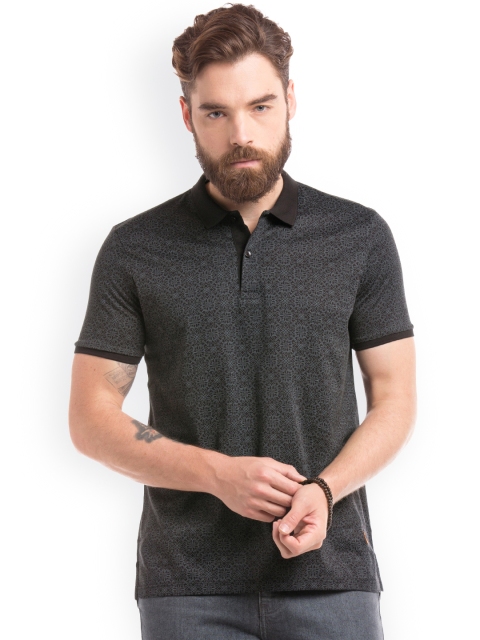 

True Blue Men Black Printed Polo Collar T-shirt