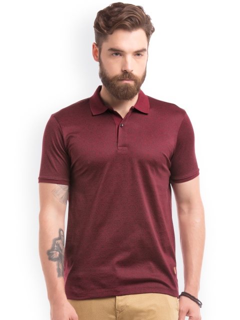 

True Blue Men Maroon Printed Polo Collar T-shirt