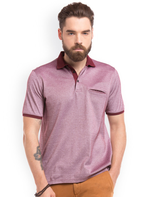 

True Blue Men Purple Printed Polo Collar T-shirt