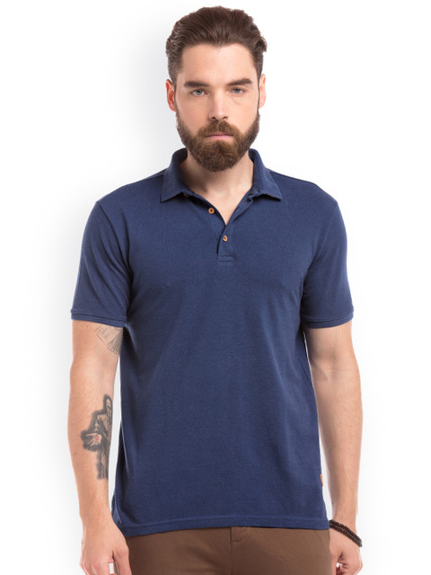 

True Blue Men Blue Solid Polo Collar T-shirt