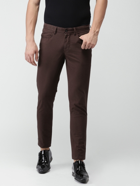

INVICTUS Men Brown Slim Fit Self Design Casual Trousers