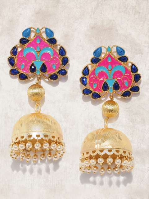 

Anouk Pink & Gold-Toned Dome-Shaped Jhumkas