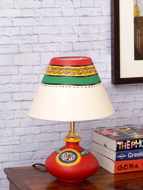 

VarEesha White & Multicoloured Handpainted Table Lamp with Shade