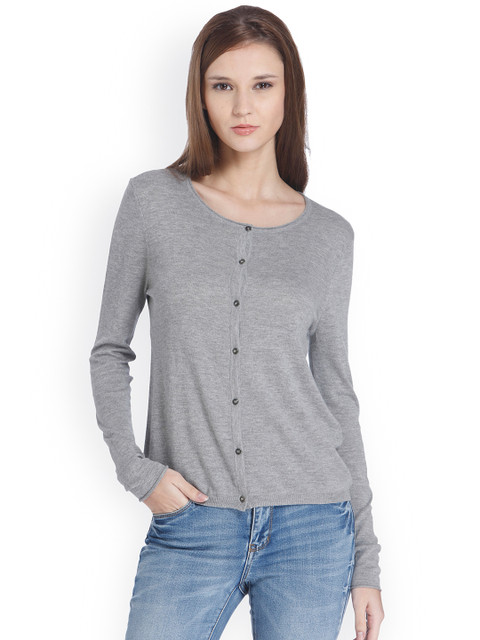 

ONLY Women Grey Melange Solid Cardigan