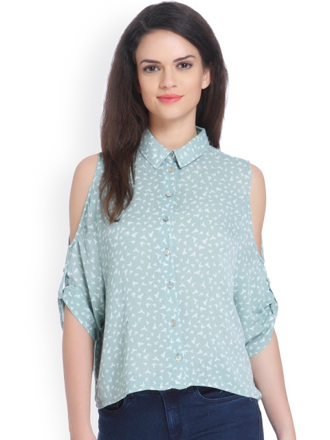 

ONLY Women Green Printed Shirt Style Top