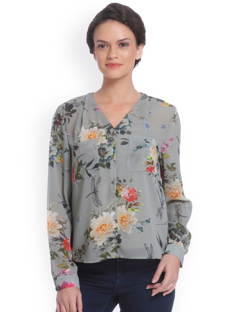 

ONLY Women Grey Regular Fit Printed Casual Shirt