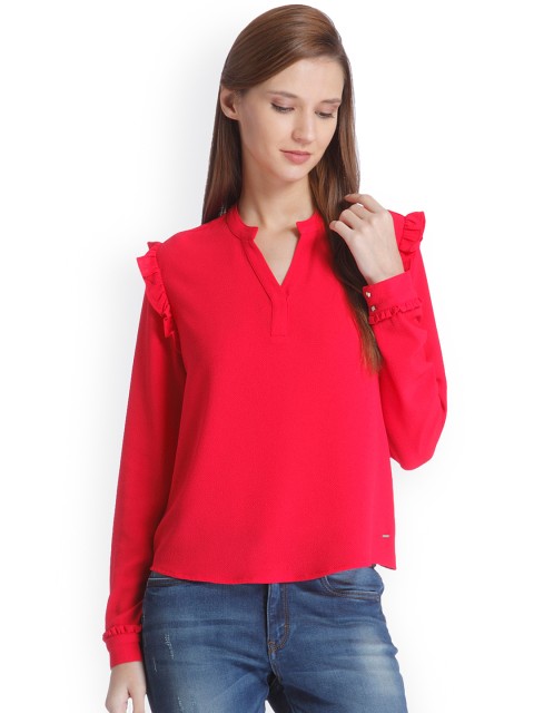 

ONLY Women Pink Solid Top