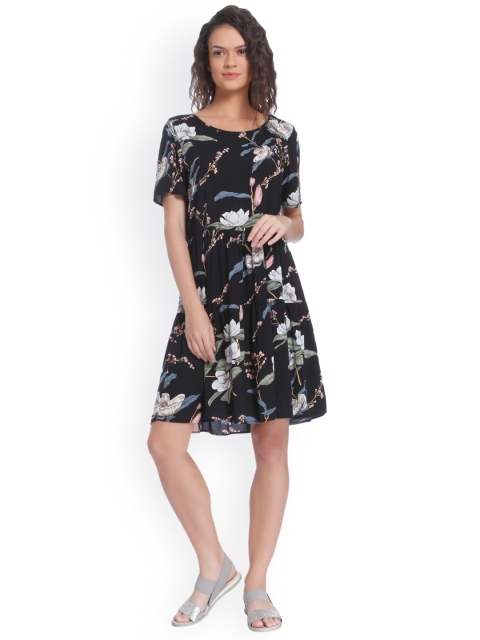 

ONLY Women Black Printed A-Line Dress