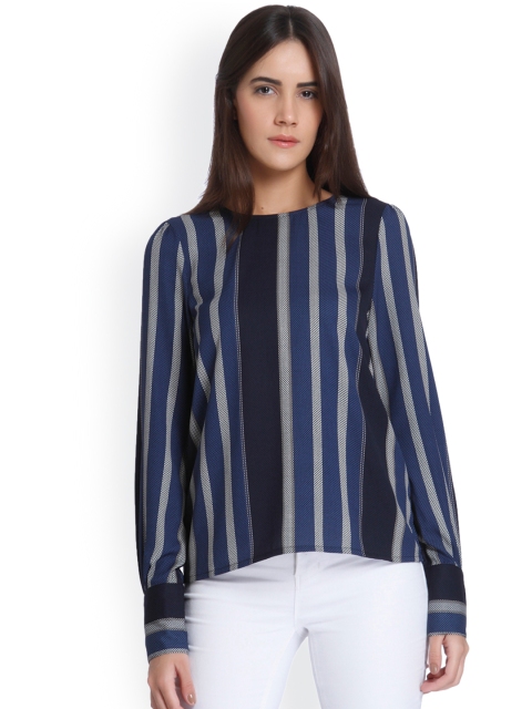 

Vero Moda Women Black & Blue Striped Top