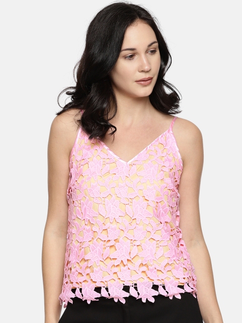 

Vero Moda Women Pink Semi Sheer Self Design Top