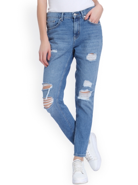 

Vero Moda Women Blue Regular Fit Mid-Rise Mildly Distressed Jeans
