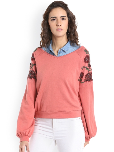 

Vero Moda Women Pink Self Design Sweatshirt