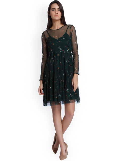 

Vero Moda Women Green Printed A-Line Dress