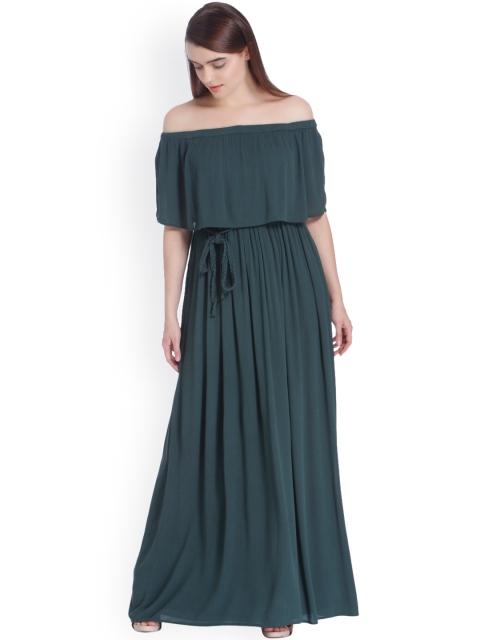 

Vero Moda Women Green Solid Maxi Dress