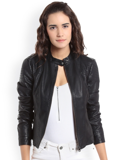 

Vero Moda Women Black Solid Biker Jacket