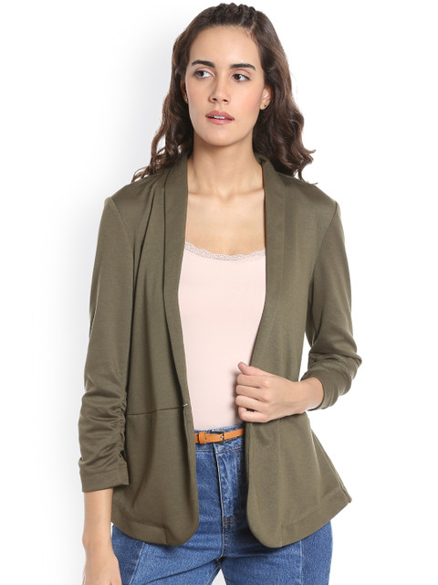 

Vero Moda Women Olive Green Solid Tailored Jacket