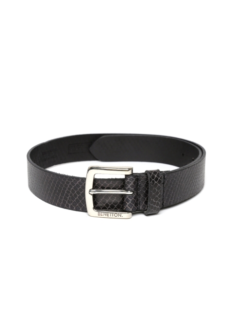 

United Colors of Benetton Men Black Textured Leather Belt