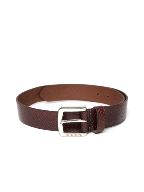 

United Colors of Benetton Men Coffee Brown Textured Leather Belt