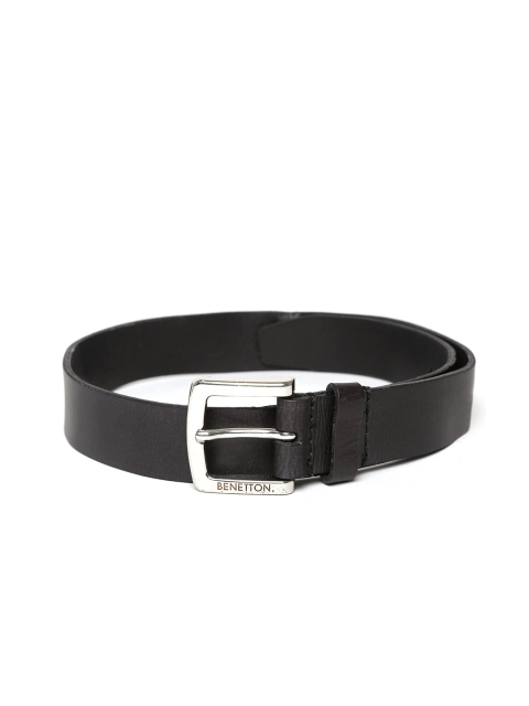 United Colors of Benetton Men Black Leather Belt
