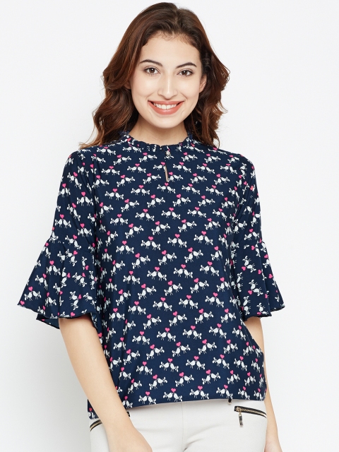 

Style Quotient Women Navy Printed Top, Navy blue