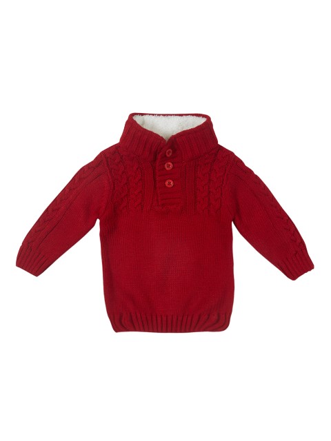 

Gini and Jony Boys Red Self-Design Pullover