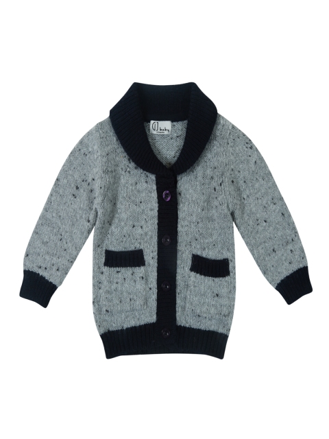 

Gini and Jony Boys Grey Self-Design Front-Open Sweater