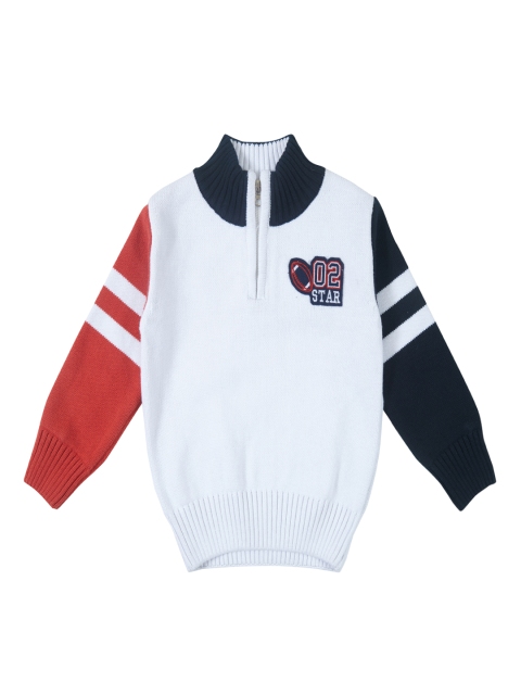 

Gini and Jony Infant Boys White Colourblocked Pullover Sweater