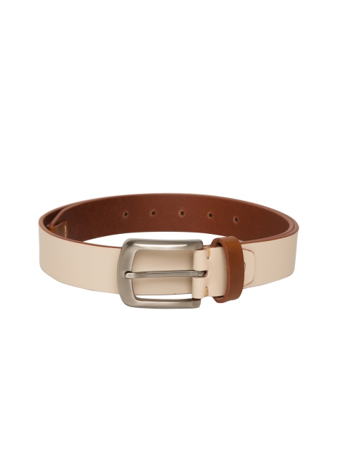 

Mast & Harbour Men Off-White Solid Leather Belt