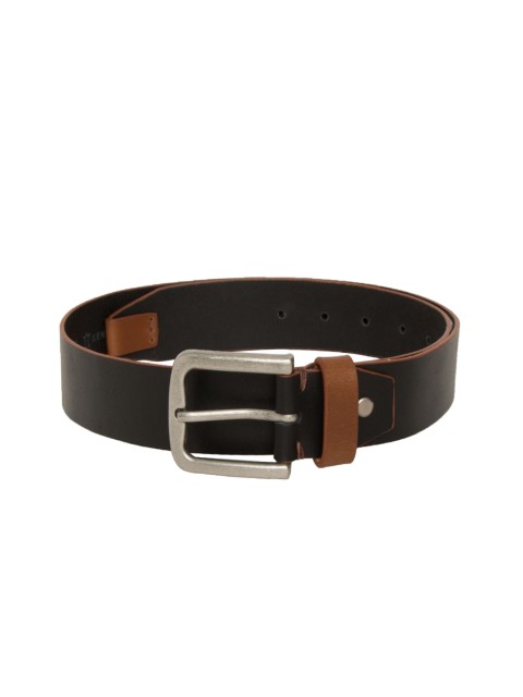 

Mast & Harbour Men Black Solid Leather Belt