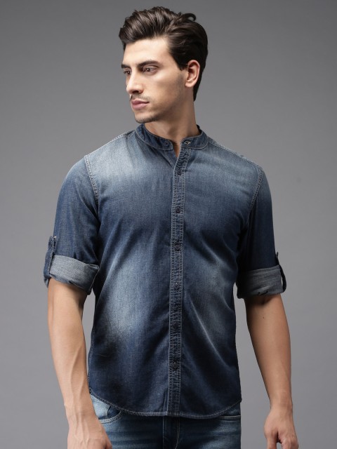

HERE&NOW Men Blue Regular Fit Faded Casual Shirt
