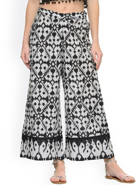 

Varanga Women Blue & White Printed Straight Palazzos