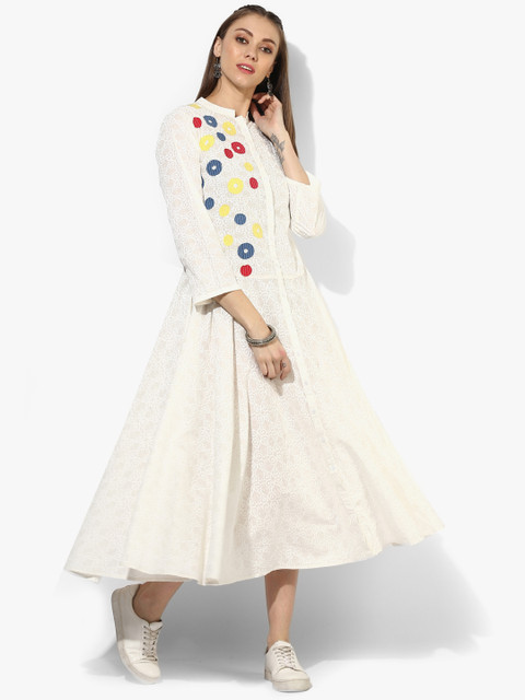 

Sangria Women White Printed Fit & Flare Dress