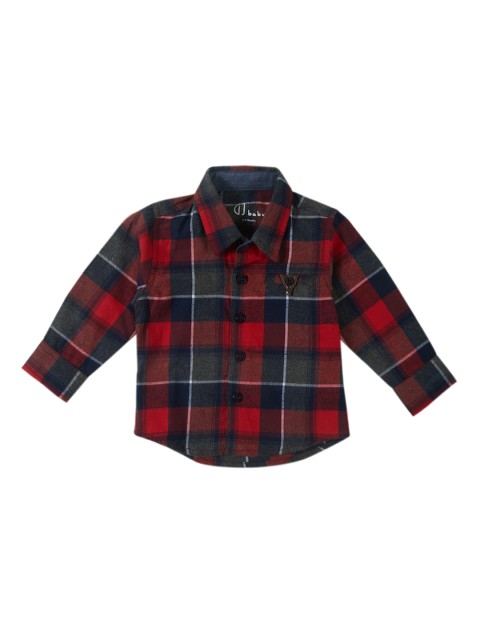 

Gini and Jony Boys Red Regular Fit Checked Casual Shirt