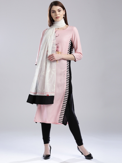 

W Off-White Printed Dupatta