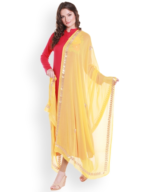 

Dupatta Bazaar Yellow Gotta-Patti Embroidered Dupatta