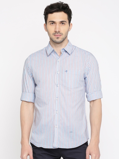 

PIVOTO Men Blue & Red Comfort Slim Fit Striped Casual Shirt